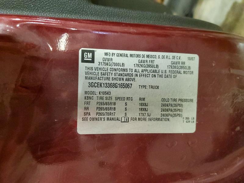 52435786 :رقم المزاد ، 3GCEK13368G165067 vin ، 2008 Chevrolet Silverado مزاد بيع