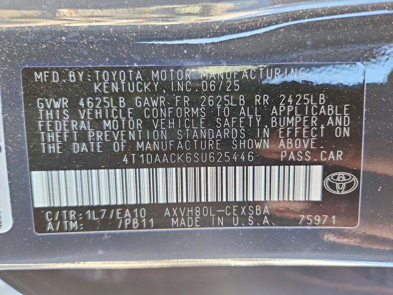 54177026 :رقم المزاد ، 4T1DAACK6SU625446 vin ، 2025 Toyota Camry مزاد بيع