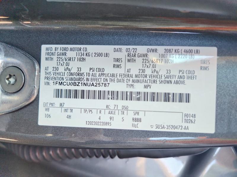 Продажа на аукционе авто 2022 Ford Escape, vin: 1FMCU0BZ1NUA25787, номер лота: 53473966