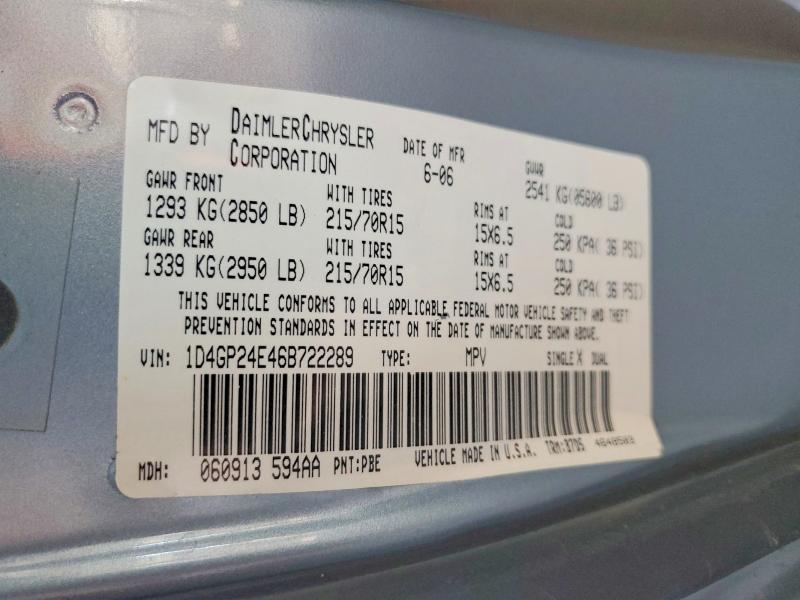 Aukcja sprzedaży 2006 Dodge Grand Caravan, vin: 1D4GP24E46B722289, numer aukcji: 55152886