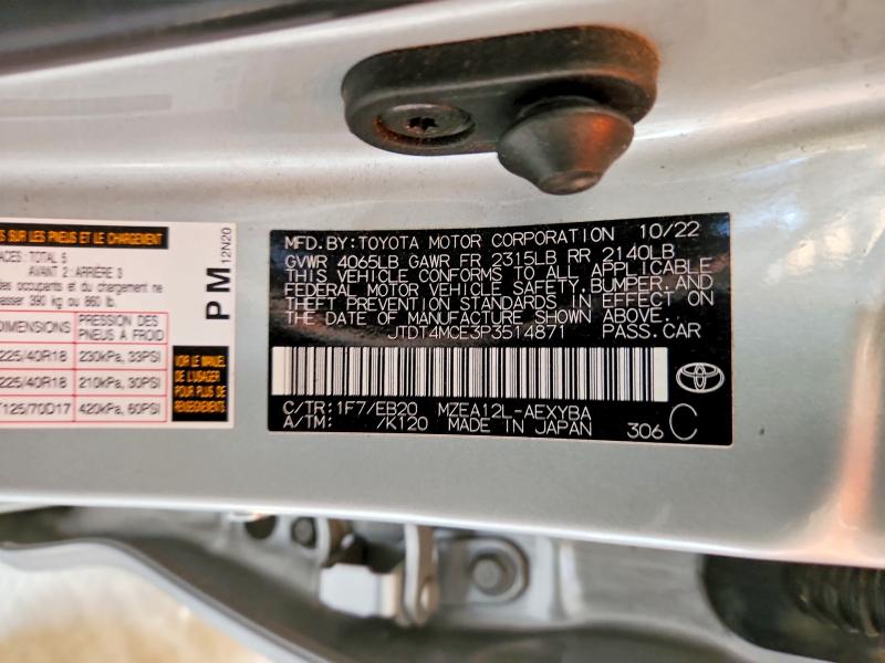 2023 Toyota Corolla მანქანა იყიდება აუქციონზე, vin: JTDT4MCE3P3514871, აუქციონის ნომერი: 53591576