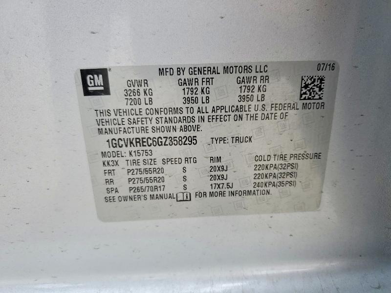 2016 Chevrolet Silverado მანქანა იყიდება აუქციონზე, vin: 1GCVKREC6GZ358295, აუქციონის ნომერი: 52709586