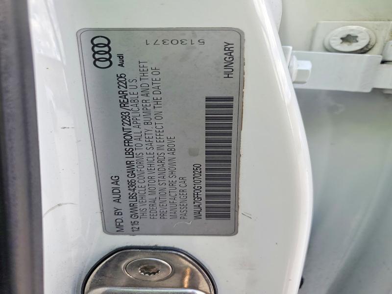 Aukcja sprzedaży 2016 Audi A3, vin: WAUA7GFF0G1070250, numer aukcji: 53402796