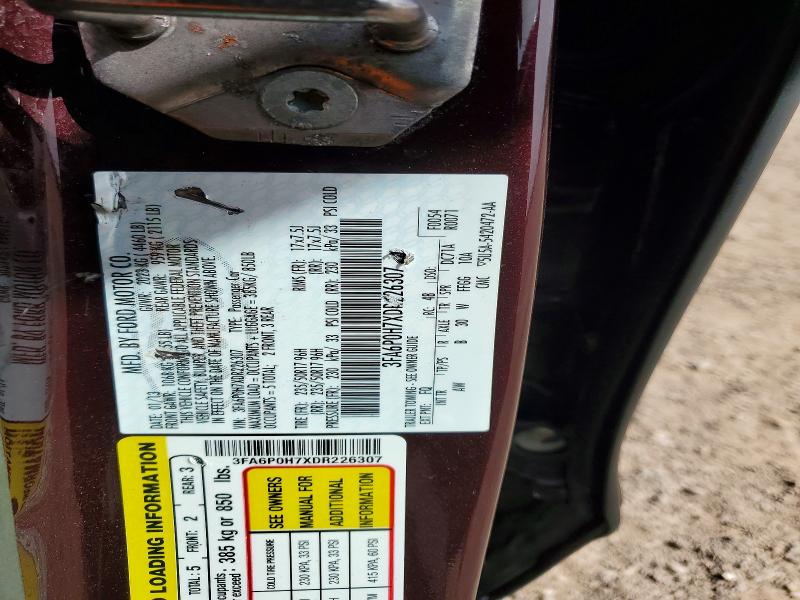 2013 Ford Fusion მანქანა იყიდება აუქციონზე, vin: 3FA6P0H7XDR226307, აუქციონის ნომერი: 53980296