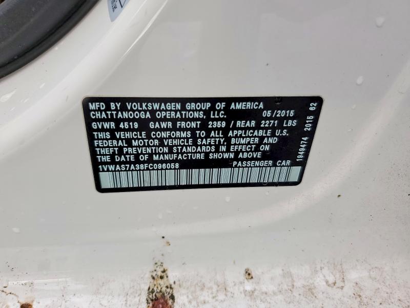 Aukcja sprzedaży 2015 Volkswagen Passat, vin: 1VWAS7A38FC096058, numer aukcji: 55134676