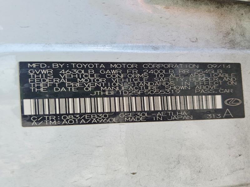 Aukcja sprzedaży 2015 Lexus Is, vin: JTHBF1D25F5055319, numer aukcji: 54003356