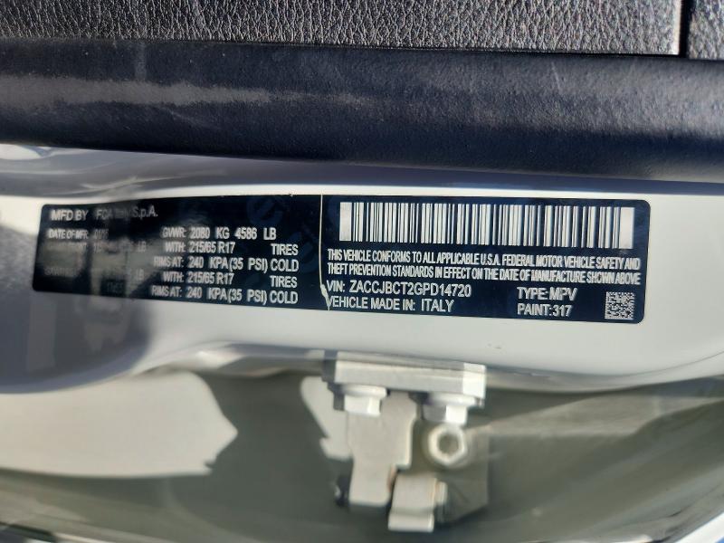 Продаж на аукціоні авто 2016 Jeep Renegade, vin: ZACCJBCT2GPD14720, номер лоту: 53404316