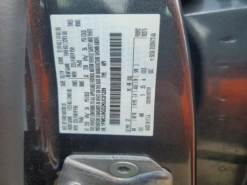 2019 Ford Escape მანქანა იყიდება აუქციონზე, vin: 1FMCU9GD2KUC01209, აუქციონის ნომერი: 52689986