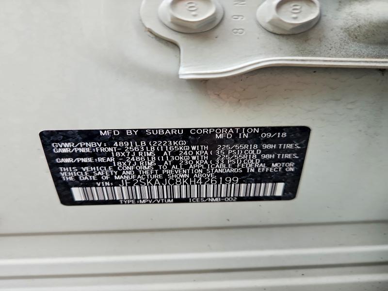 Aukcja sprzedaży 2019 Subaru Forester, vin: JF2SKAJC8KH426199, numer aukcji: 54296986
