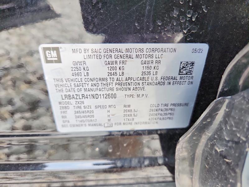 Aukcja sprzedaży 2022 Buick Envision, vin: LRBAZLR41ND112600, numer aukcji: 54093946