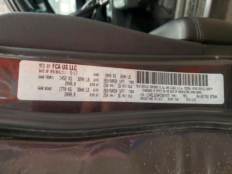 Продаж на аукціоні авто 2017 Dodge Durango, vin: 1C4RDJDG0HC907477, номер лоту: 54340356