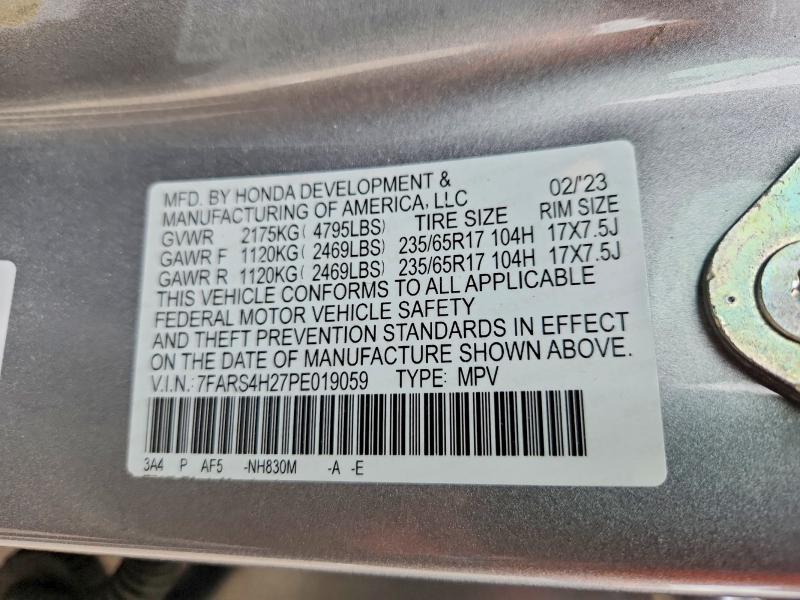 Продаж на аукціоні авто 2023 Honda Cr-v, vin: 7FARS4H27PE019059, номер лоту: 52703366