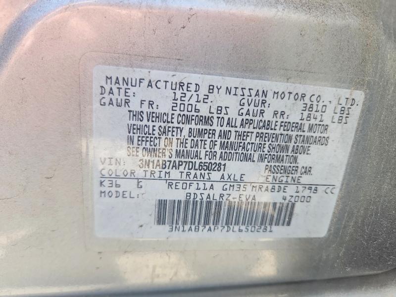 Продажа на аукционе авто 2013 Nissan Sentra, vin: 3N1AB7AP7DL650281, номер лота: 54452156