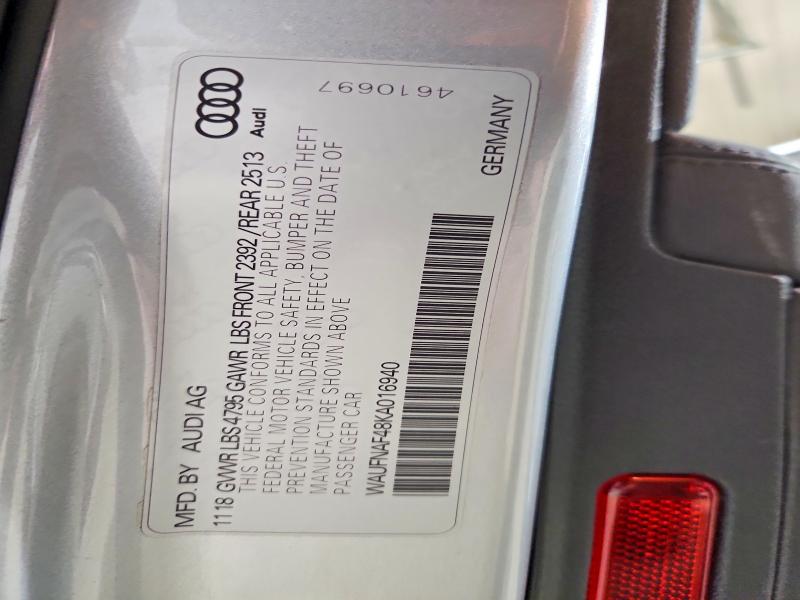 Продаж на аукціоні авто 2019 Audi A4, vin: WAUFNAF48KA016940, номер лоту: 52561946