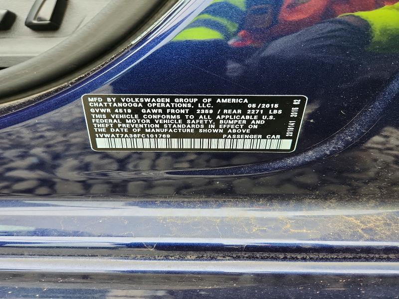 55105656 :رقم المزاد ، 1VWAT7A36FC101769 vin ، 2015 Volkswagen Passat مزاد بيع