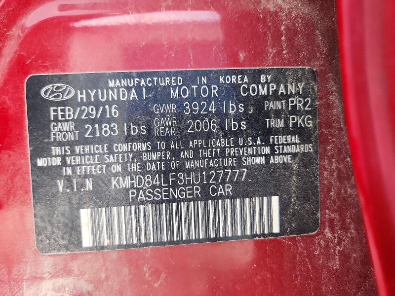 Продажа на аукционе авто 2017 Hyundai Elantra, vin: KMHD84LF3HU127777, номер лота: 55244496