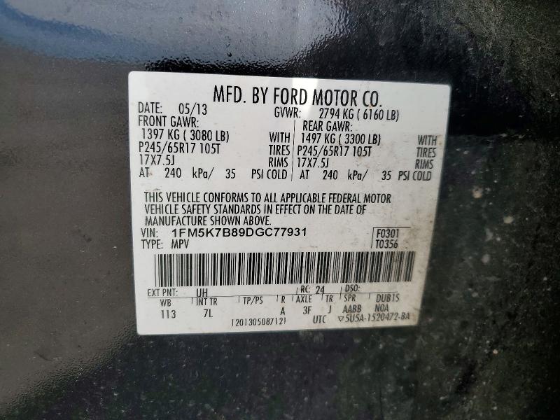 53245376 :رقم المزاد ، 1FM5K7B89DGC77931 vin ، 2013 Ford Explorer مزاد بيع