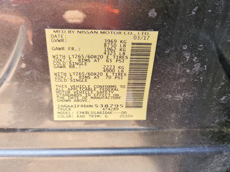 Aukcja sprzedaży 2017 Nissan Titan Xd, vin: 1N6AA1F46HN538795, numer aukcji: 53165546