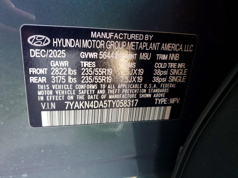 2026 Hyundai Ioniq 5 მანქანა იყიდება აუქციონზე, vin: 7YAKN4DA5TY058317, აუქციონის ნომერი: 53274576