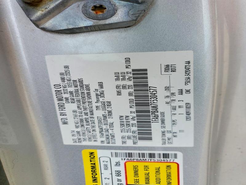 2015 Ford Mustang მანქანა იყიდება აუქციონზე, vin: 1FA6P8AM7F5304577, აუქციონის ნომერი: 52333156