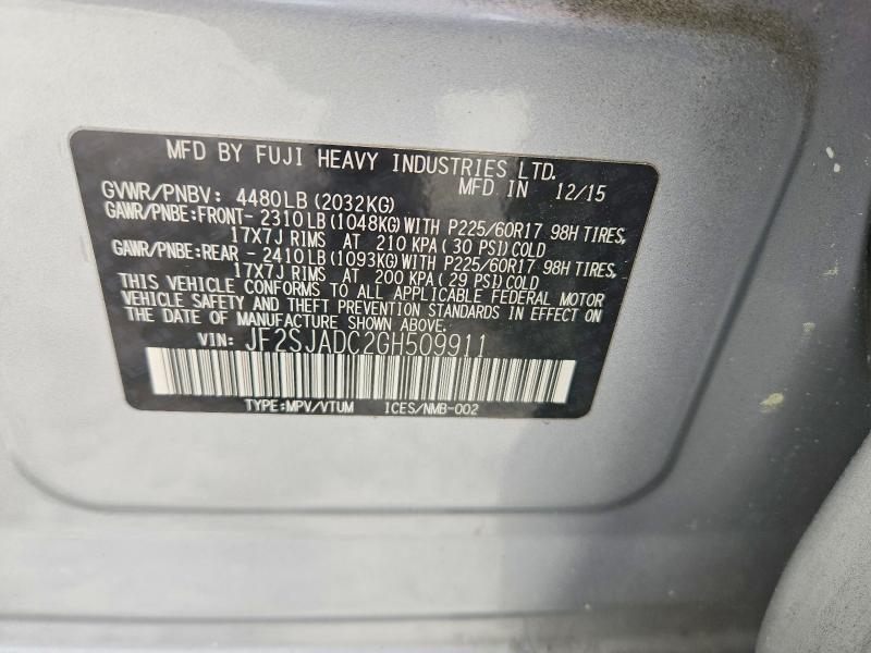 Aukcja sprzedaży 2016 Subaru Forester, vin: JF2SJADC2GH509911, numer aukcji: 52229106