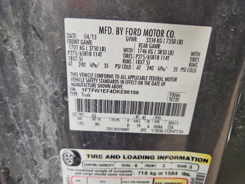 Продаж на аукціоні авто 2013 Ford F150, vin: 1FTFW1EF4DKE86186, номер лоту: 52184686