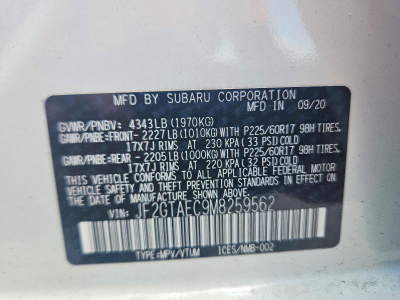 Aukcja sprzedaży 2021 Subaru Crosstrek, vin: JF2GTAEC9M8259562, numer aukcji: 53700186