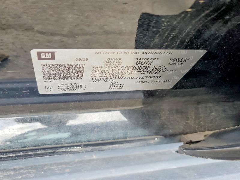 2020 Chevrolet Suburban მანქანა იყიდება აუქციონზე, vin: 1GNSKHKC8LR175631, აუქციონის ნომერი: 54581826