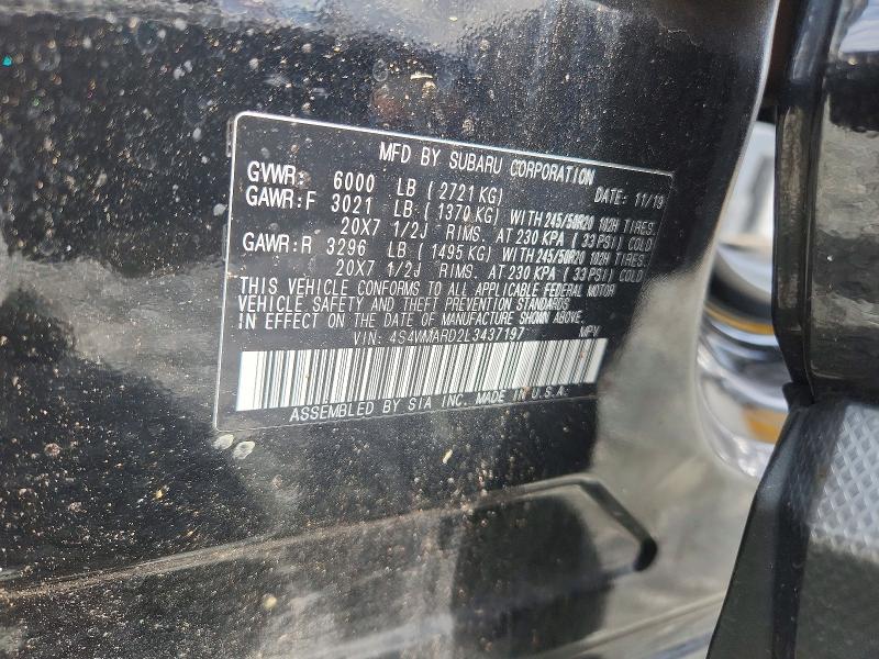 54991276 :رقم المزاد ، 4S4WMARD2L3437197 vin ، 2020 Subaru Ascent مزاد بيع