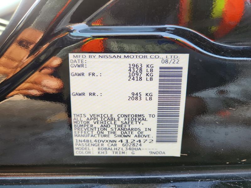 Aukcja sprzedaży 2022 Nissan Altima, vin: 1N4BL4DVXNN412472, numer aukcji: 55179066