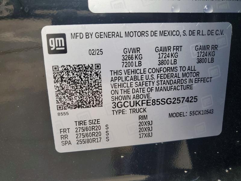 2025 Chevrolet Silverado მანქანა იყიდება აუქციონზე, vin: 3GCUKFE85SG257425, აუქციონის ნომერი: 53831976