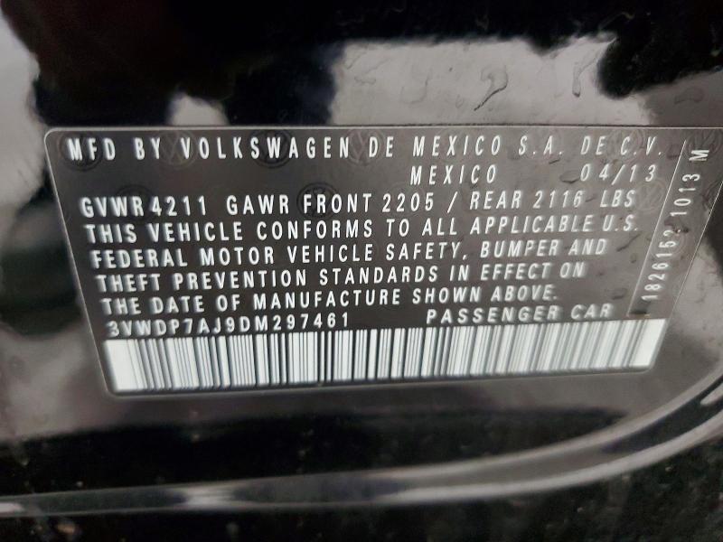 2013 Volkswagen Jetta მანქანა იყიდება აუქციონზე, vin: 3VWDP7AJ9DM297461, აუქციონის ნომერი: 55211366