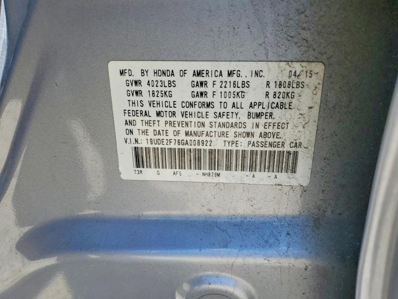 53435956 :رقم المزاد ، 19UDE2F76GA008922 vin ، 2016 Acura Ilx مزاد بيع