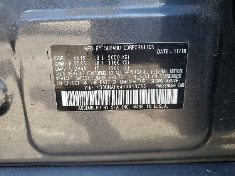 Aukcja sprzedaży 2019 Subaru Legacy, vin: 4S3BNAF64K3018756, numer aukcji: 53248266