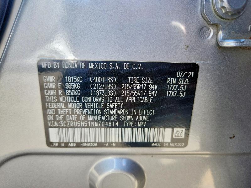Aukcja sprzedaży 2022 Honda Hr-v, vin: 3CZRU5H51NM704814, numer aukcji: 54356396