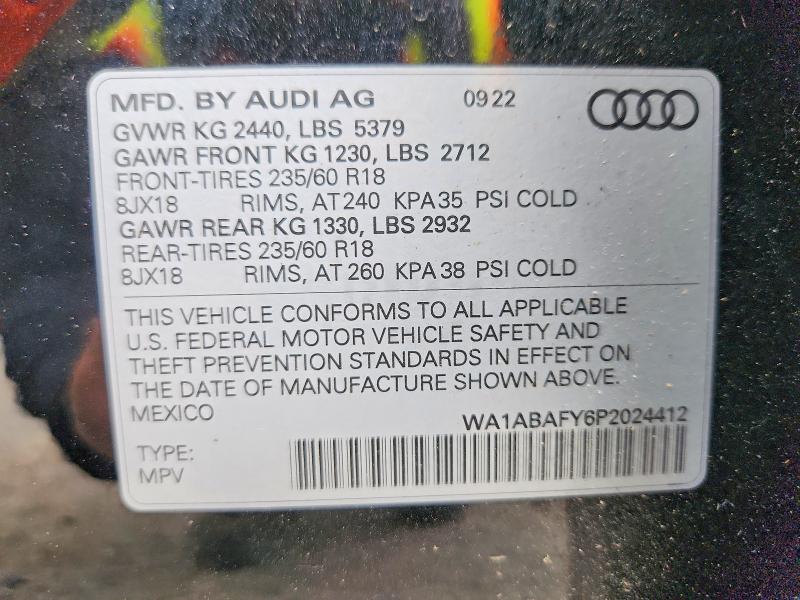 52259136 :رقم المزاد ، WA1ABAFY6P2024412 vin ، 2023 Audi Q5 مزاد بيع