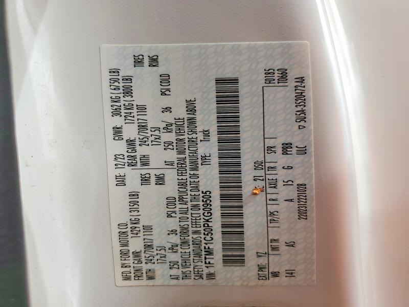 2023 Ford F-150 მანქანა იყიდება აუქციონზე, vin: 1FTMF1C50PKG09505, აუქციონის ნომერი: 52811666