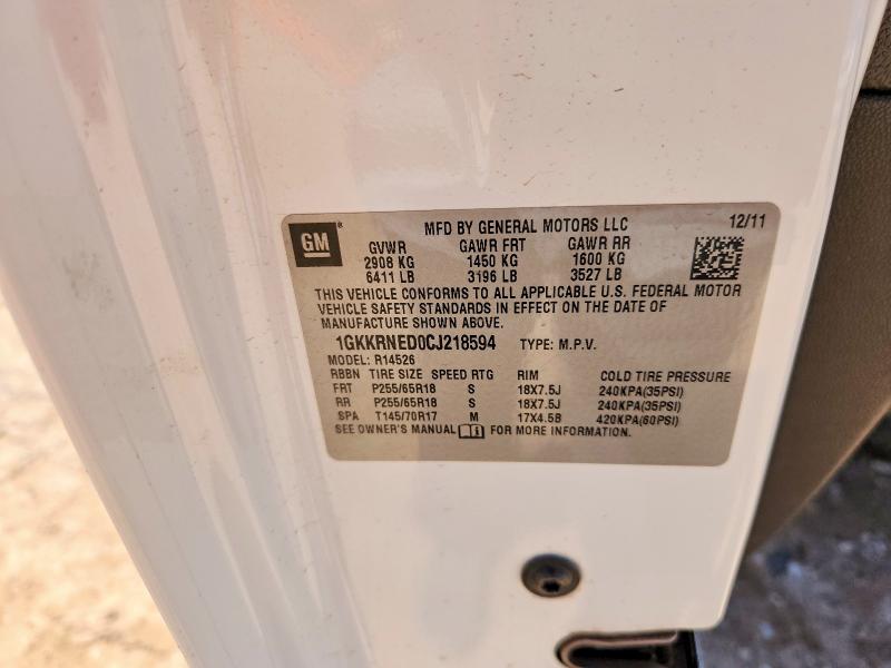 2012 Gmc Acadia მანქანა იყიდება აუქციონზე, vin: 1GKKRNED0CJ218594, აუქციონის ნომერი: 55272976