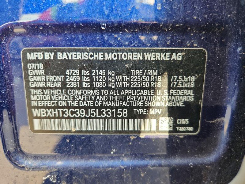 2018 Bmw X1 მანქანა იყიდება აუქციონზე, vin: WBXHT3C39J5L33158, აუქციონის ნომერი: 54880966