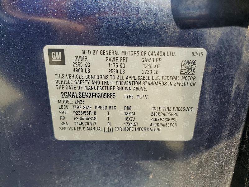 Aukcja sprzedaży 2015 Gmc Terrain, vin: 2GKALSEK3F6305885, numer aukcji: 52643986