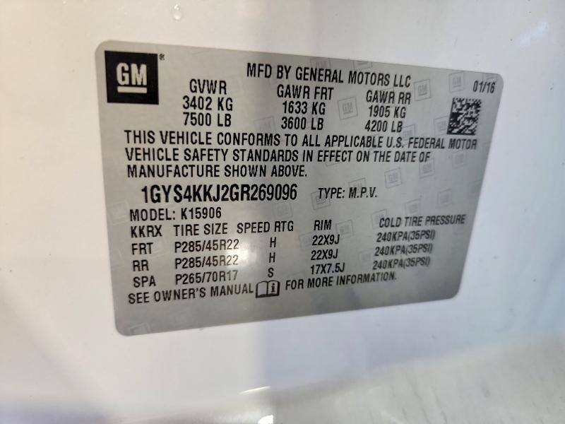 Продажа на аукционе авто 2016 Cadillac Escalade, vin: 1GYS4KKJ2GR269096, номер лота: 52045286