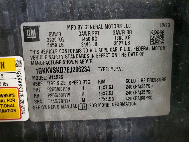 52311076 :رقم المزاد ، 1GKKVSKD7EJ206234 vin ، 2014 Gmc Acadia مزاد بيع