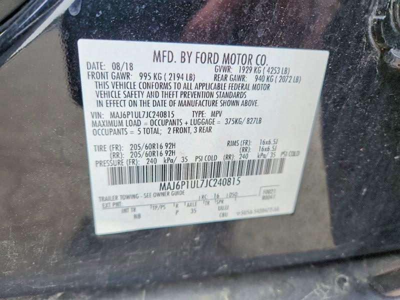 Aukcja sprzedaży 2018 Ford Ecosport, vin: MAJ6P1UL7JC240815, numer aukcji: 54782496