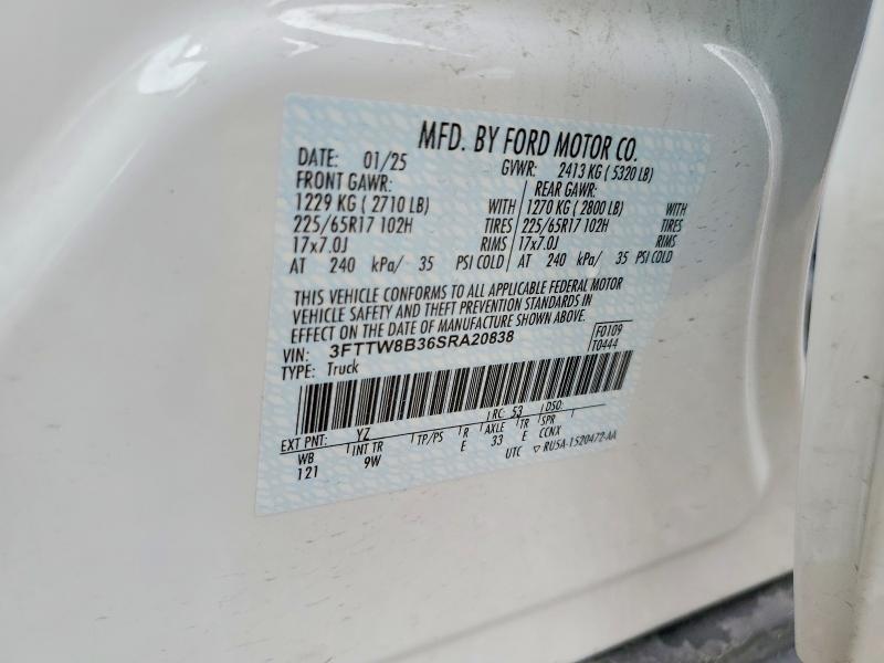 2025 Ford Maverick მანქანა იყიდება აუქციონზე, vin: 3FTTW8B36SRA20838, აუქციონის ნომერი: 55006196