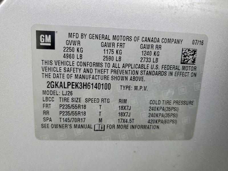 2017 Gmc Terrain მანქანა იყიდება აუქციონზე, vin: 2GKALPEK3H6140100, აუქციონის ნომერი: 53875156