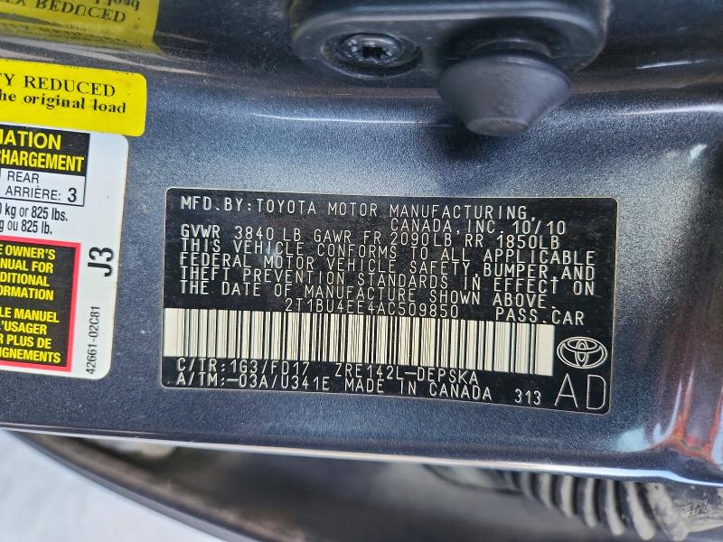 Продажа на аукционе авто 2010 Toyota Corolla, vin: 2T1BU4EE4AC509850, номер лота: 53361256