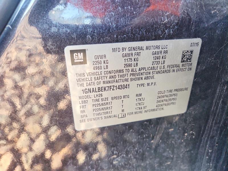 Продаж на аукціоні авто 2015 Chevrolet Equinox, vin: 1GNALBEK7FZ143041, номер лоту: 53347196