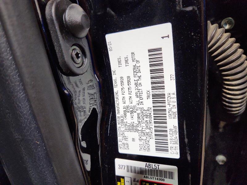 Aukcja sprzedaży 2021 Toyota Tundra, vin: 5TFAY5F19MX004152, numer aukcji: 53922626