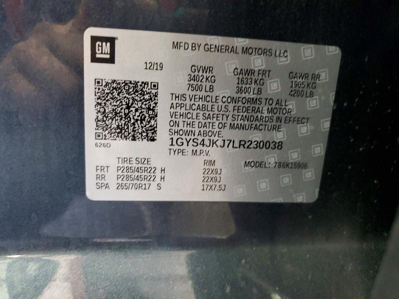 Aukcja sprzedaży 2020 Cadillac Escalade, vin: 1GYS4JKJ7LR230038, numer aukcji: 53105386