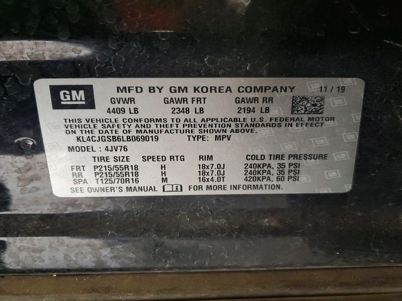 Продажа на аукционе авто 2020 Buick Encore, vin: KL4CJGSB6LB069019, номер лота: 54910606